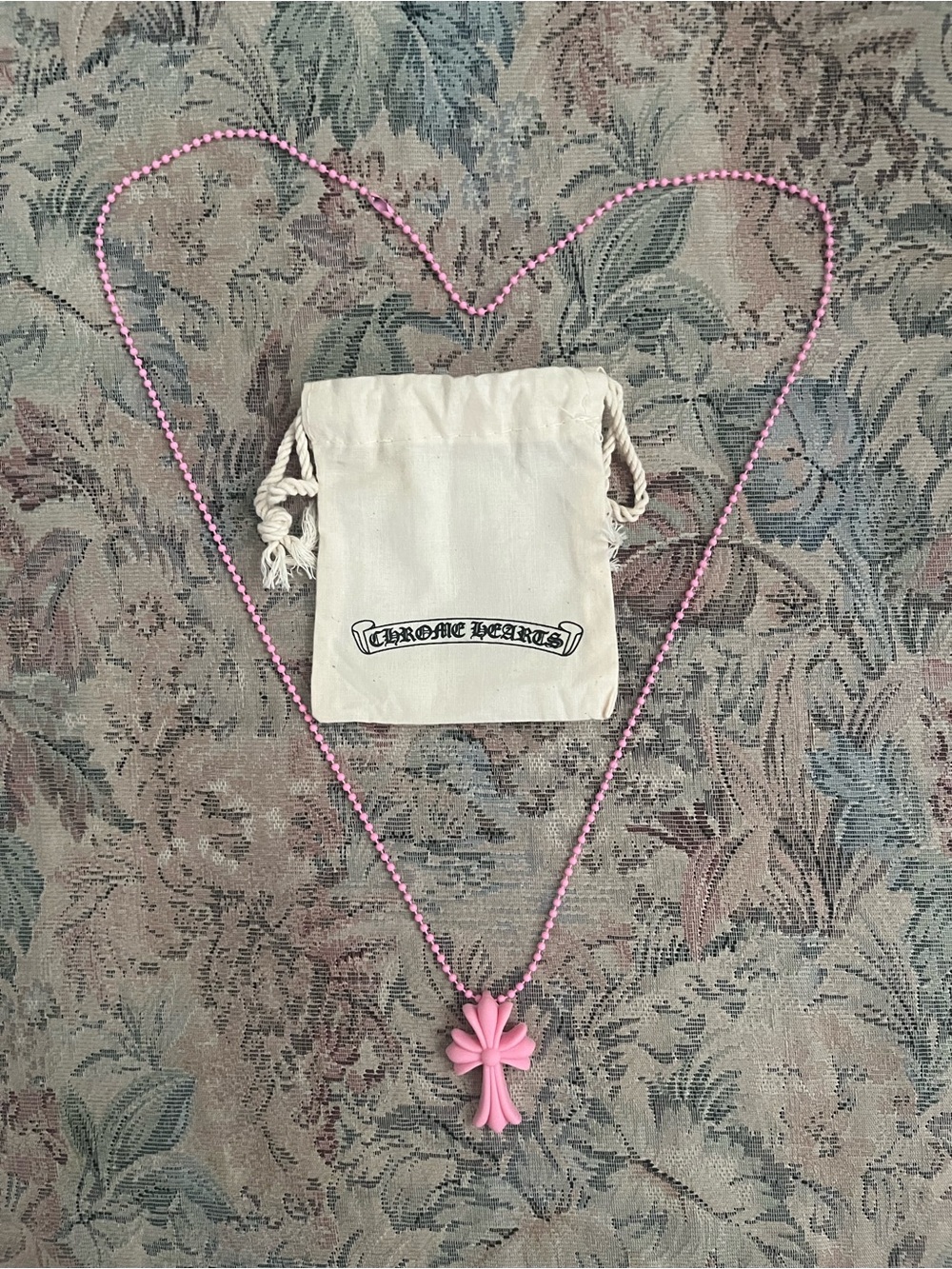 Chrome Hearts Pink Cross Necklace